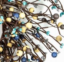 MIXED BERRY GARLAND W/LEAVES, 53IN, HW, BLUE, GRAY, SILVER, 