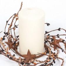 3.5 IN TWINE/RUST STAR/RICE BERRY CANDLE RING, HW, BLACK, TA