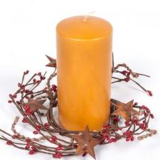 3.5 IN TWINE/RUST STAR/RICE BERRY CANDLE RING, HW, RED