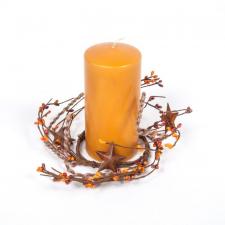 3.5 IN TWINE/RUST STAR/RICE BERRY CANDLE RING, HW, SUNSET OR