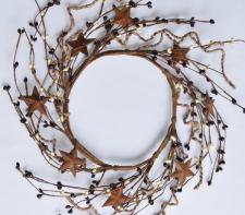 6.5 IN TWINE/RUST STAR/RICE BERRY CANDLE RING, HW, BURGUNDY-