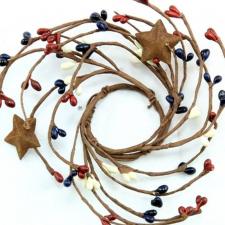 1.5 IN CANDLE RING WITH 2 STARS; 115 BERRIES; RED-NAVY BLUE-