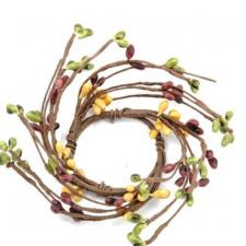 1.5 IN CANDLE RING; 115 BERRIES; GREEN/BURGUNDY/MULTI