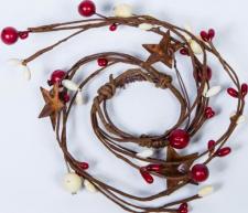 1.5 IN MIXED BERRY CANDLE RING WITH STARS; RED, CREAM