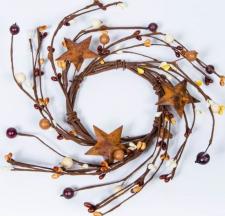 3.5 IN MIXED BERRY CANDLE RING WITH STARS; BROWN MIX