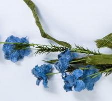 BURLAP NEWSPRINT FLOWER SPRAY, 24 IN., BLUE