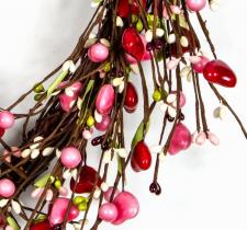 HEART SHAPED WREATH SET ON TWIG BASE WITH MIXED BERRIES AND 