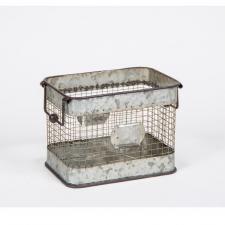 RECTANGLE METAL/GLASS CANDLE HOLDER, 8 IN W X 5 IN X 6 IN H
